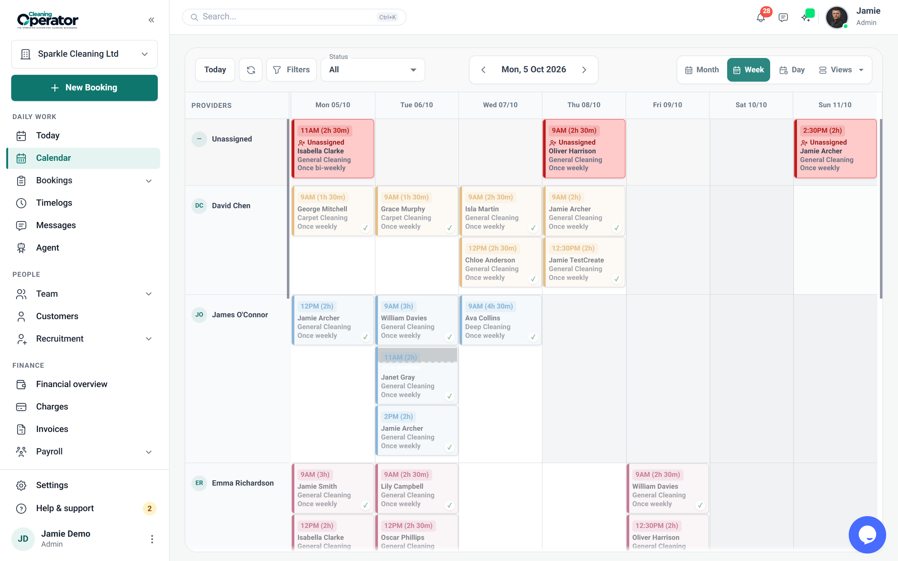Screenshot of Calendar — Week Team View