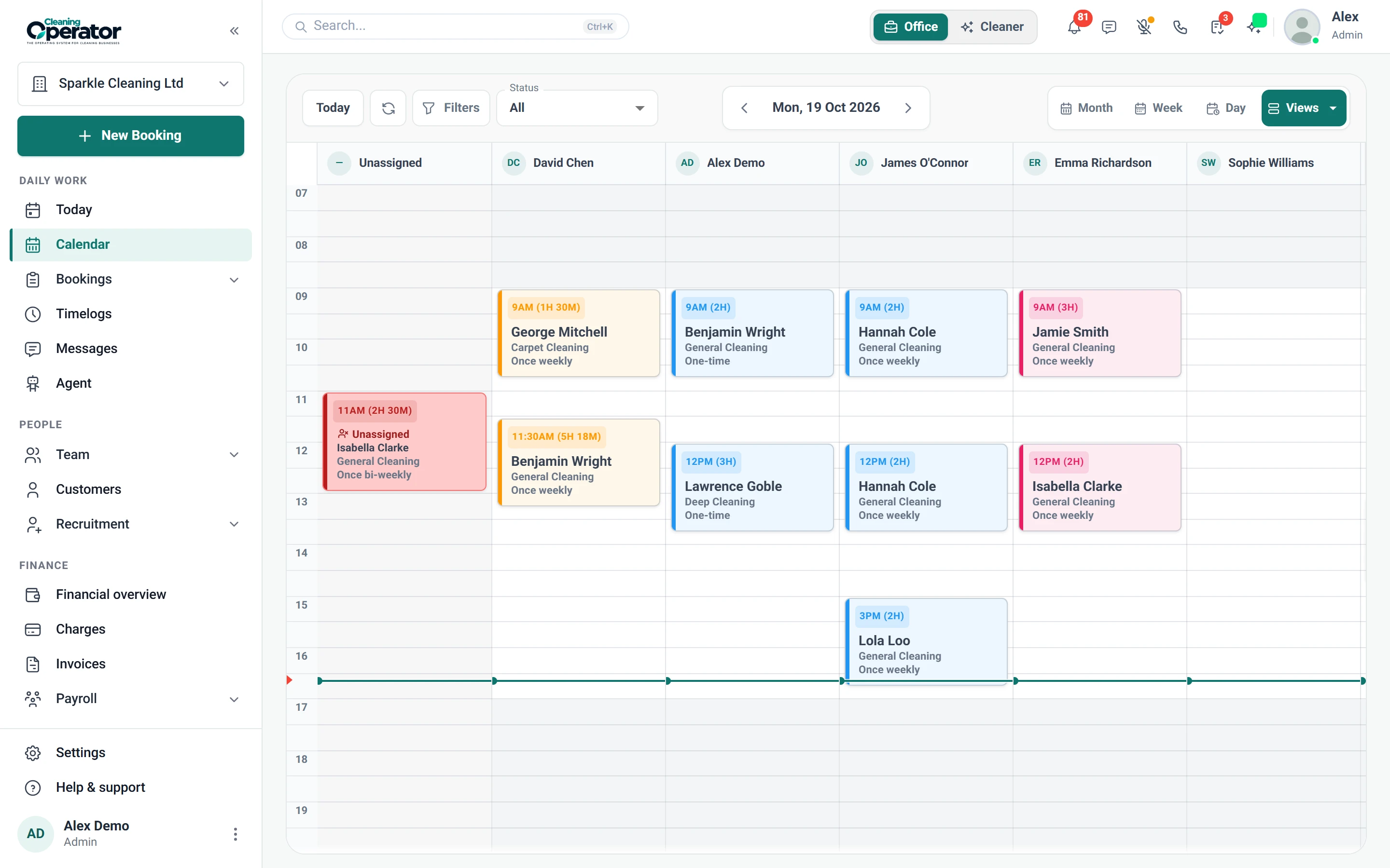 Screenshot of Calendar — Day Team (Horizontal)