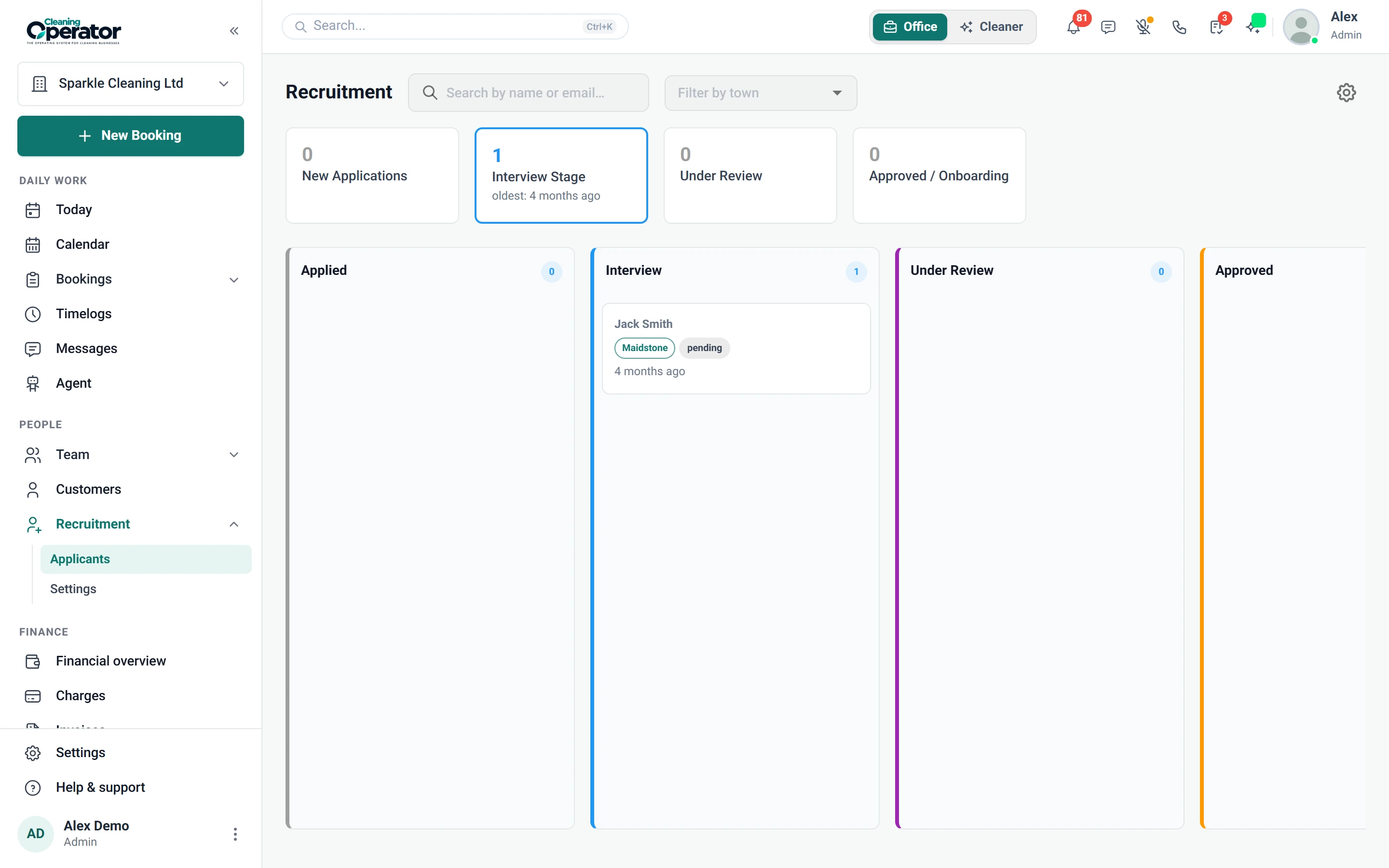 Screenshot of Recruitment — Applicants